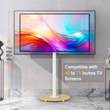 Screens & Stands: 40-75 Inches Rolling TV Floor Stand Heavy Duty Steel TV Cart Mount with Hidden Wheels, Height Adjustable Free-Standing TV Bracket with Wooden Base for Flat Screen TVs