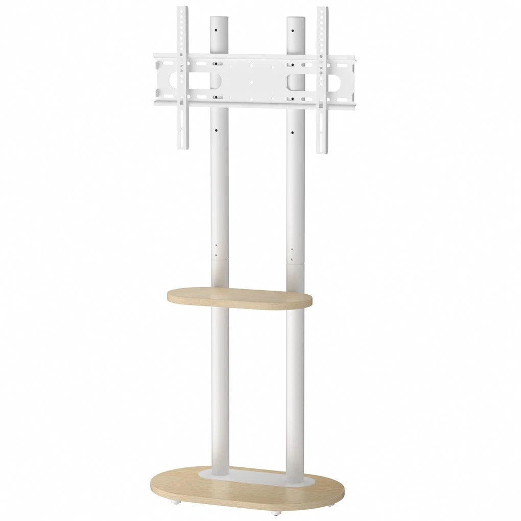 Screens & Stands: 40-75 Inches Heavy Duty Mobile TV Floor Stand with Wooden Shelf, Height Adjustable Rolling TV Mount for Flat Screen, Free-Standing Steel TV Bracket with Wheels
