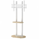 Screens & Stands: 40-75 Inches Heavy Duty Mobile TV Floor Stand with Wooden Shelf, Height Adjustable Rolling TV Mount for Flat Screen, Free-Standing Steel TV Bracket with Wheels