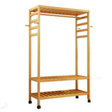 Coat Racks: 169cm Mildrew-proof Bamboo Clothes Shelves Stand On Wheels Coat Shoes Bags Rack