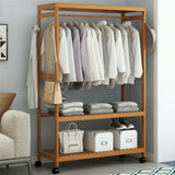 Coat Racks: 169cm Mildrew-proof Bamboo Clothes Shelves Stand On Wheels Coat Shoes Bags Rack