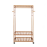 Drying Racks & Hangers: XXL Wooden Clothes Rail Coat Rack with Wheels  Open Wardrobe Organizer
