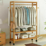 Drying Racks & Hangers: XXL Wooden Clothes Rail Coat Rack with Wheels  Open Wardrobe Organizer