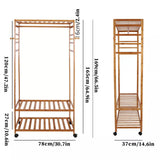 Drying Racks & Hangers: XXL Wooden Clothes Rail Coat Rack with Wheels  Open Wardrobe Organizer