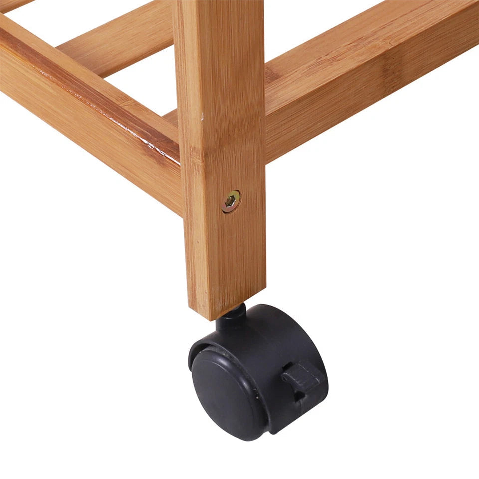 XXL Wooden Clothes Rail Coat Rack with Wheels – Open Wardrobe Organizer