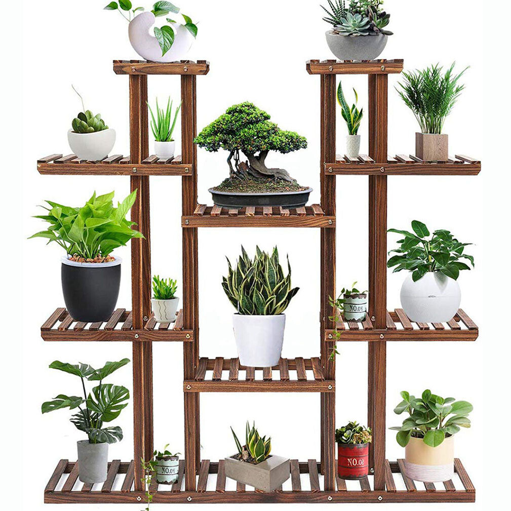Garden Beds & Planters: Large Wood Plant Stand Shelf