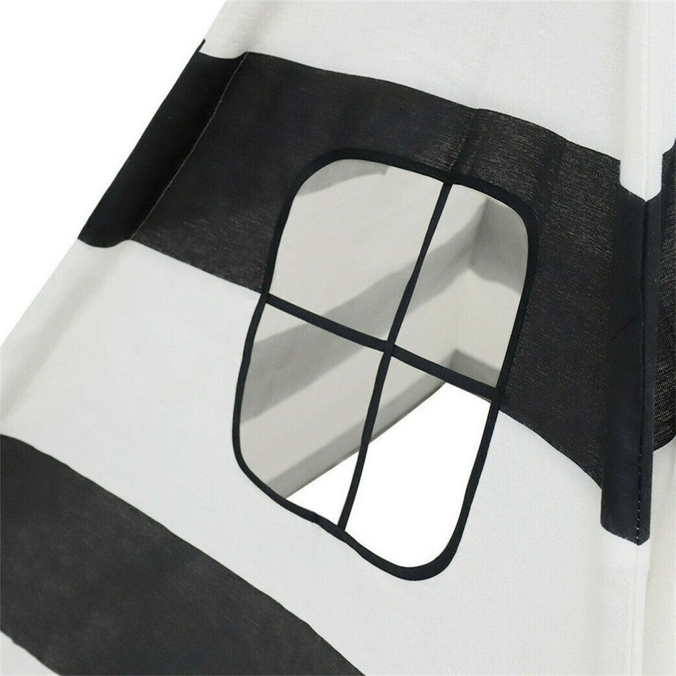 Tents: Kids Teepee Tent Black and White Stripe Children Play House for Indoor & Garden