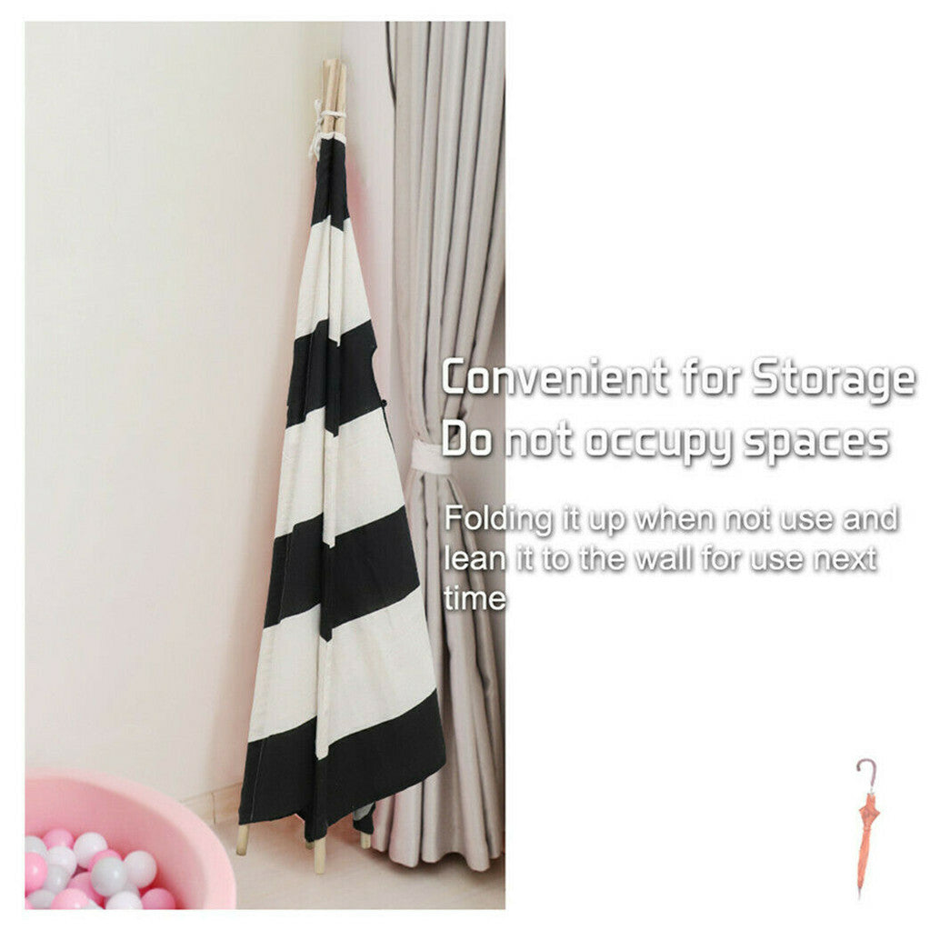 Tents: Kids Teepee Tent Black and White Stripe Children Play House for Indoor & Garden