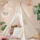 Tents: Xxl Kids Play Teepee Tent Indoor Boho Tent Foldable Tipi With Window/Pompom/Mat