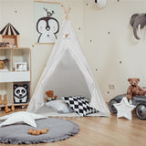 Tents: Xxl Kids Play Teepee Tent Indoor Boho Tent Foldable Tipi With Window/Pompom/Mat