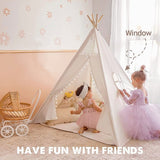Tents: Xxl Kids Play Teepee Tent Indoor Boho Tent Foldable Tipi With Window/Pompom/Mat