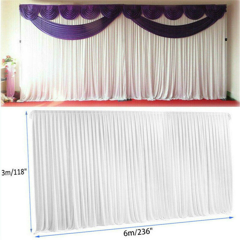 Other Wedding Decorations: 10ft Silk White Backdrop Drapes Curtain Wedding Ceremony Party Home Window Decor