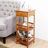 Bedside Tables: P&P Bamboo Bedside Table Nightstand Smooth Storage Side End Table with Drawers for Small Spaces