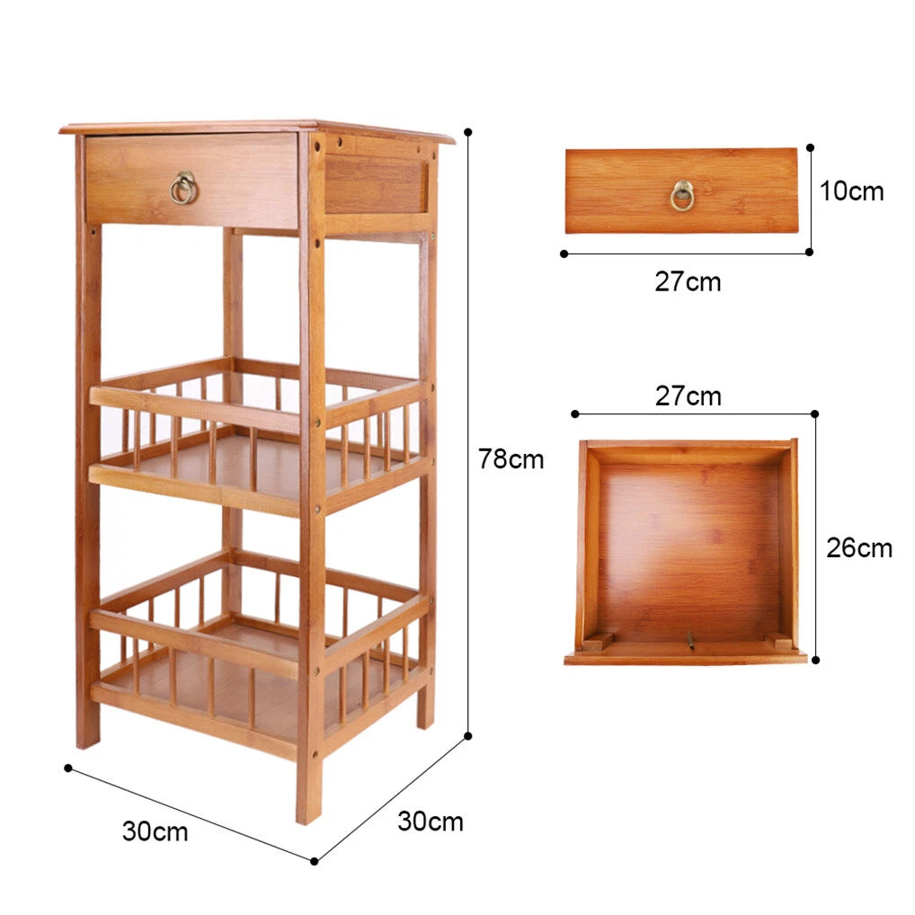 Bedside Tables: P&P Bamboo Bedside Table Nightstand Smooth Storage Side End Table with Drawers for Small Spaces