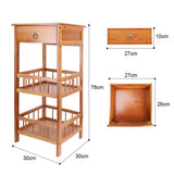 Bedside Tables: P&P Bamboo Bedside Table Nightstand Smooth Storage Side End Table with Drawers for Small Spaces