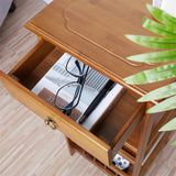 Bedside Tables: P&P Bamboo Bedside Table Nightstand Smooth Storage Side End Table with Drawers for Small Spaces