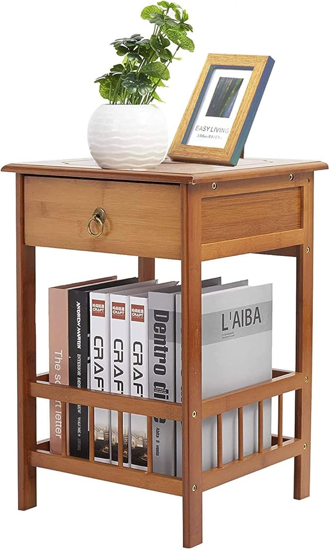 Bedside Tables: 2 Tier Classic Bedside Table Drawer Side Table Living Room Coffee Tea End Table