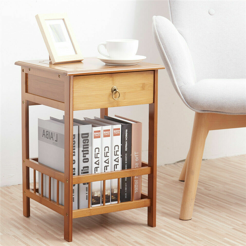 Bedside Tables: 2 Tier Classic Bedside Table Drawer Side Table Living Room Coffee Tea End Table