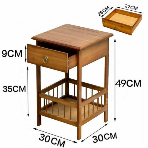 Bedside Tables: 2 Tier Classic Bedside Table Drawer Side Table Living Room Coffee Tea End Table