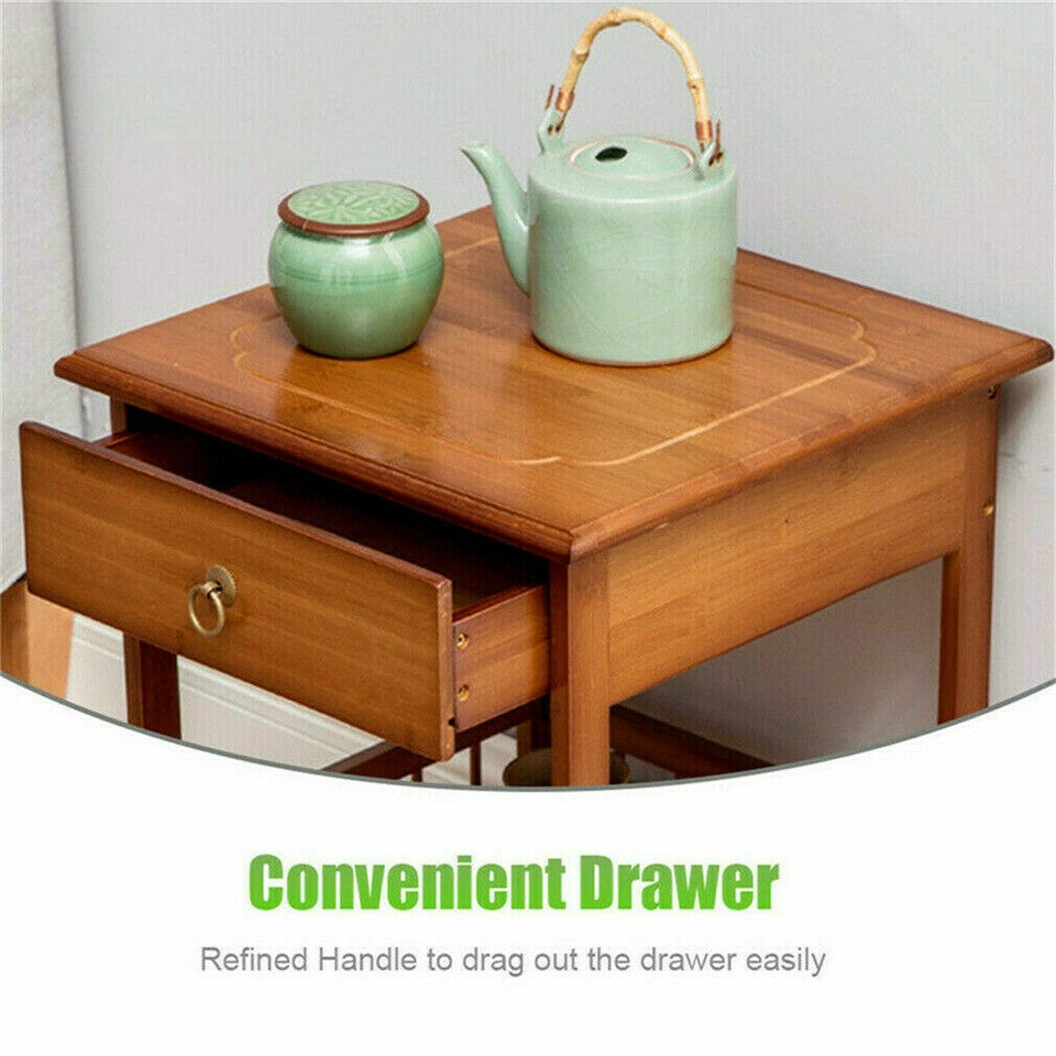 Bedside Tables: 2 Tier Classic Bedside Table Drawer Side Table Living Room Coffee Tea End Table