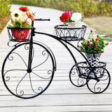 Gardening Accessories: Fin Bicycle Style Flower Pots Indoor Outdoor Garden Shelf Rack Metal Plant Stand Au