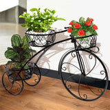 Gardening Accessories: Fin Bicycle Style Flower Pots Indoor Outdoor Garden Shelf Rack Metal Plant Stand Au