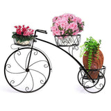 Gardening Accessories: Fin Bicycle Style Flower Pots Indoor Outdoor Garden Shelf Rack Metal Plant Stand Au