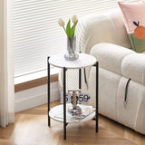 Coffee Tables: High Gloss Marble Top End Table Coffee Side Table w/ Rustproof Solid Iron Frame