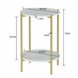 Side Tables: e Store - Marble Sofa Side End Table/Coffee Table with Shelf & Gold Iron Legs