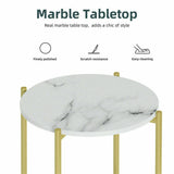 Side Tables: e Store - Marble Sofa Side End Table/Coffee Table with Shelf & Gold Iron Legs