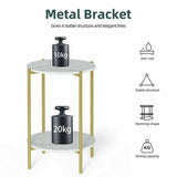Side Tables: e Store - Marble Sofa Side End Table/Coffee Table with Shelf & Gold Iron Legs