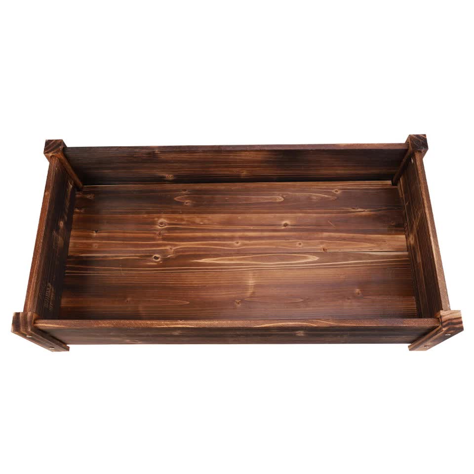 Large Rectangular Wooden Planters Garden Outdoor Flower Plant Herbs Pot Boxes