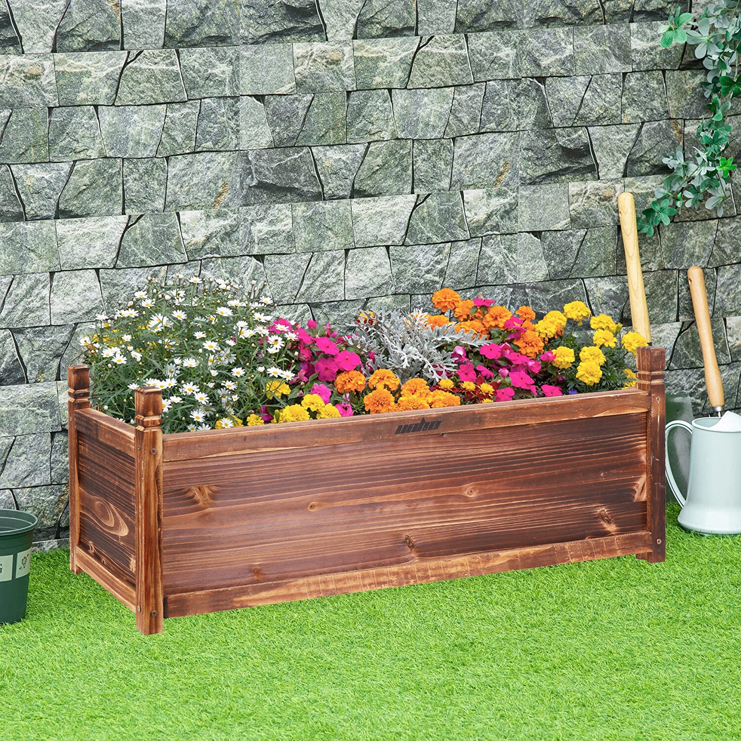 Gardening Accessories: Fin Rot-Resistant Wood Modular Raised Garden Bed Outdoor Elevated Herb Planter Box
