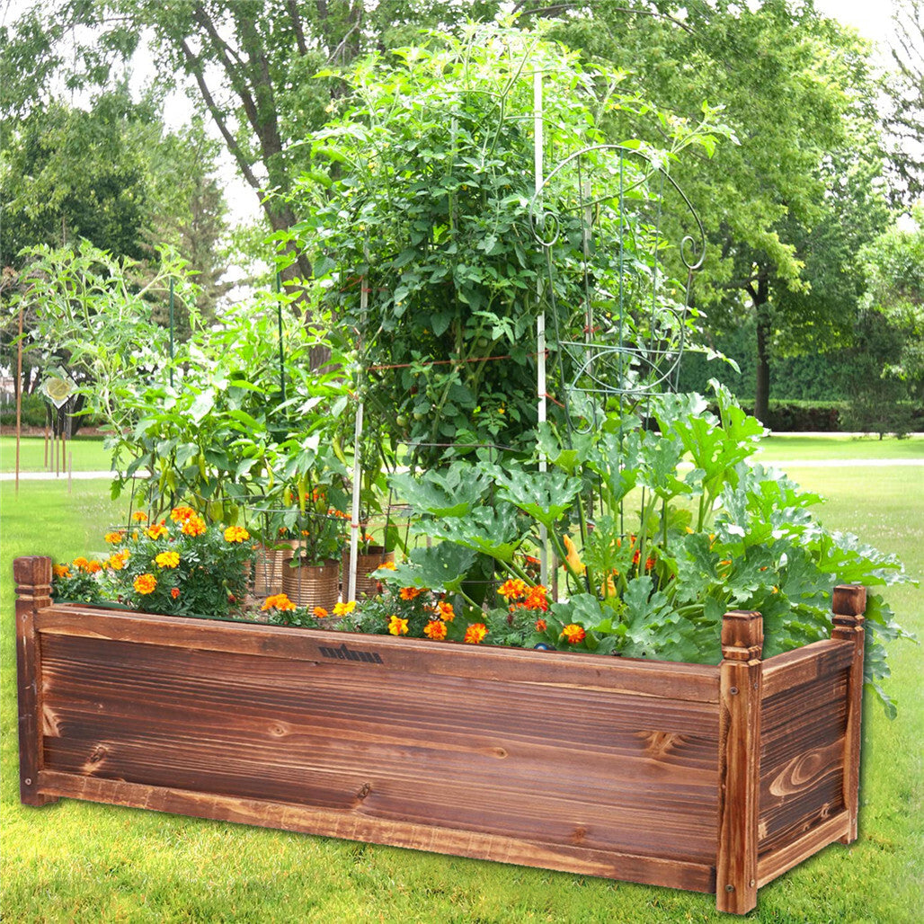 Gardening Accessories: Fin Rot-Resistant Wood Modular Raised Garden Bed Outdoor Elevated Herb Planter Box