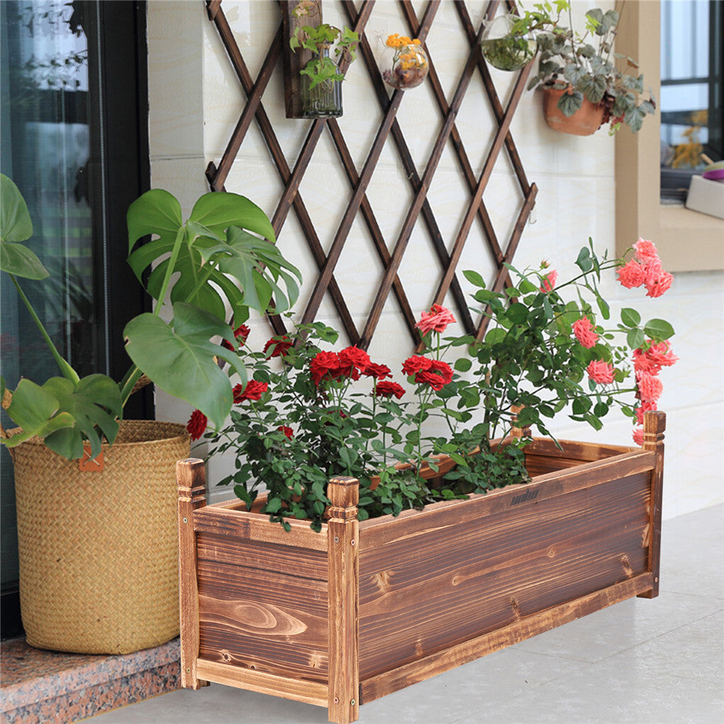 Gardening Accessories: Fin Rot-Resistant Wood Modular Raised Garden Bed Outdoor Elevated Herb Planter Box