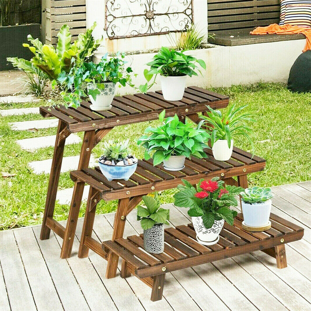 Gardening Accessories: 3pcs Plant Stand Flower Step Bench Rack Herb Storage Shelf Garden Indoor Outdoor