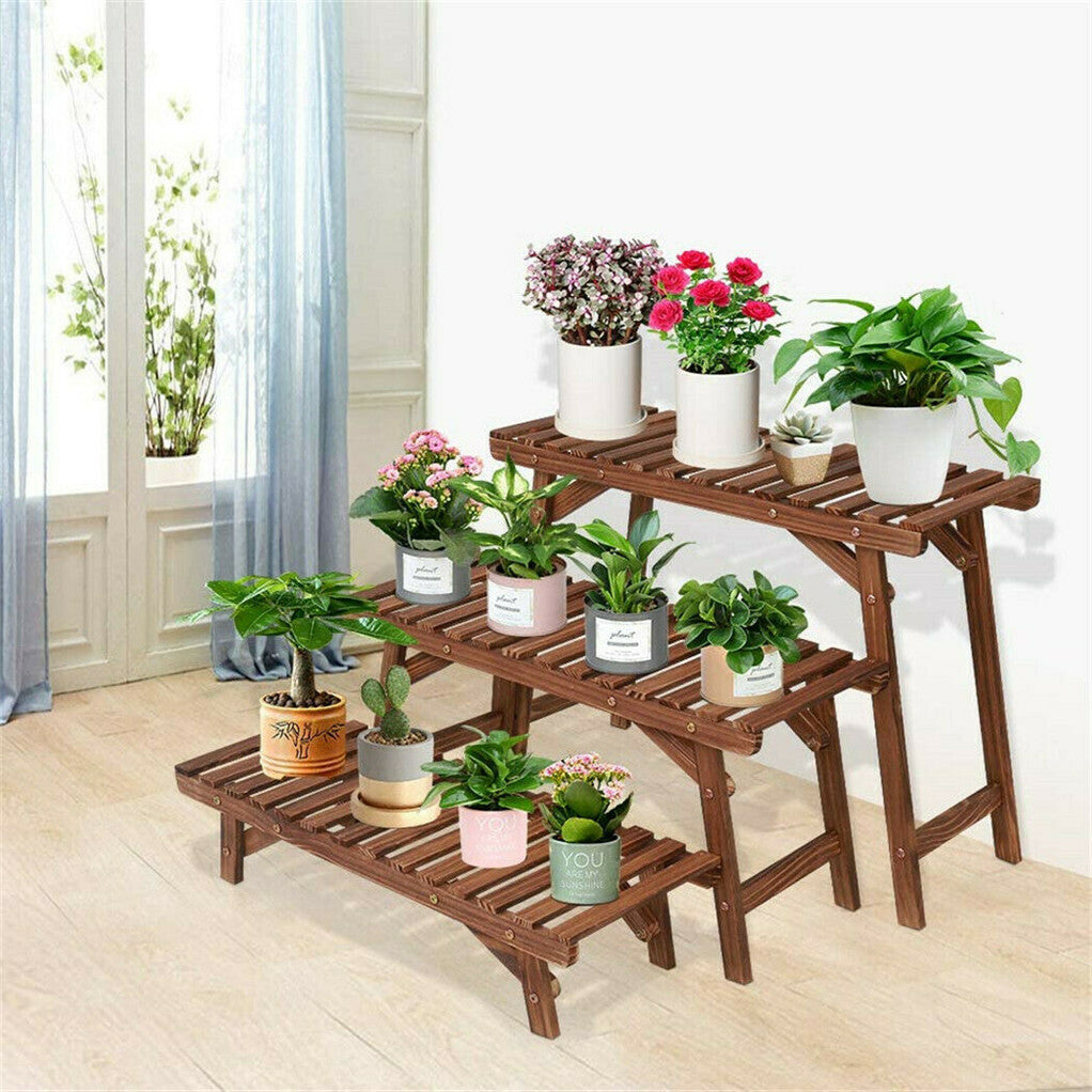 Gardening Accessories: 3pcs Plant Stand Flower Step Bench Rack Herb Storage Shelf Garden Indoor Outdoor