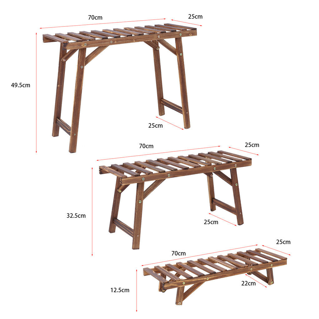 Gardening Accessories: 3pcs Plant Stand Flower Step Bench Rack Herb Storage Shelf Garden Indoor Outdoor