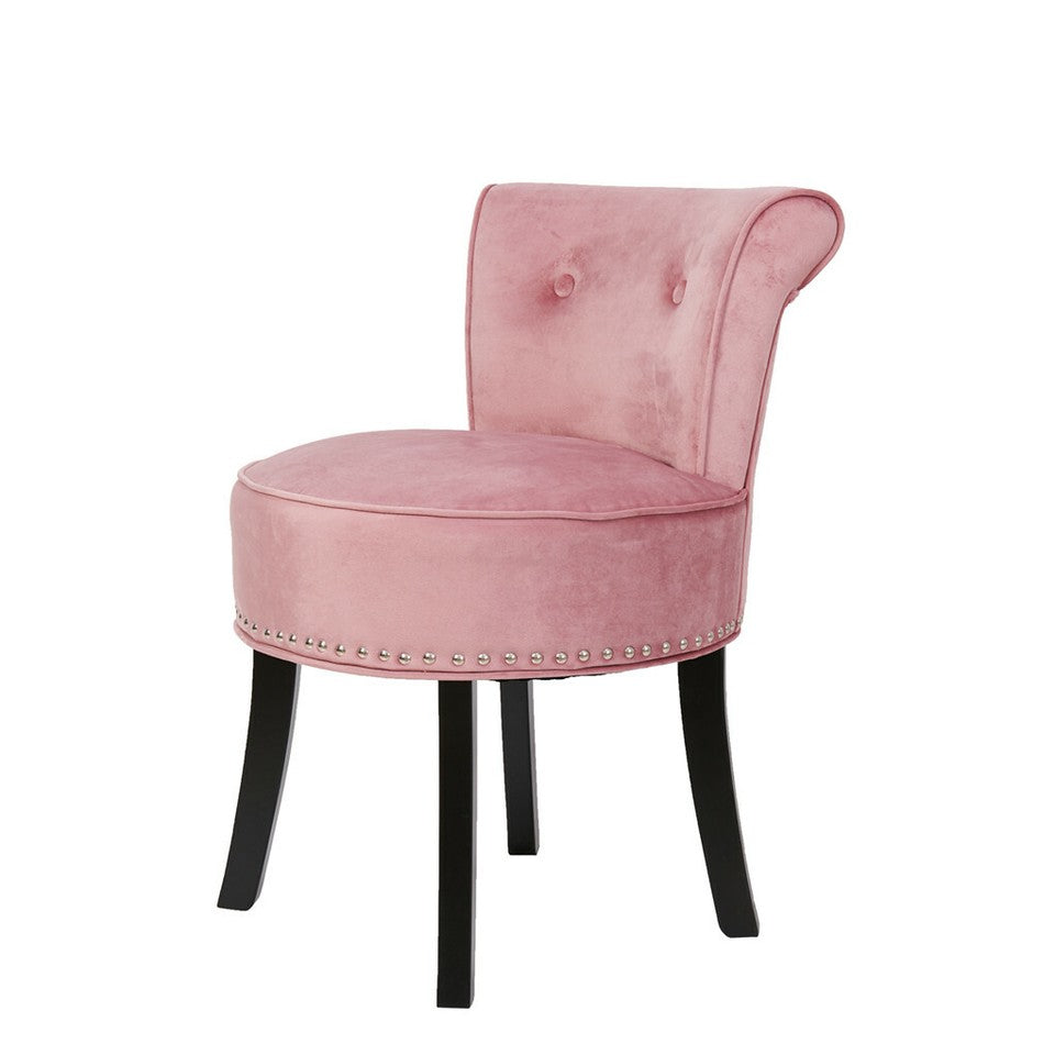 Table & Bar Stools: Round Vanity Stool with Padded Seat and Backrest