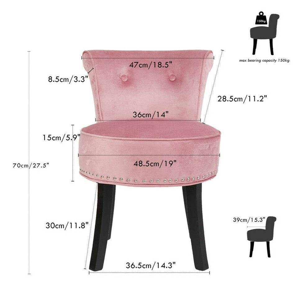 Table & Bar Stools: Round Vanity Stool with Padded Seat and Backrest