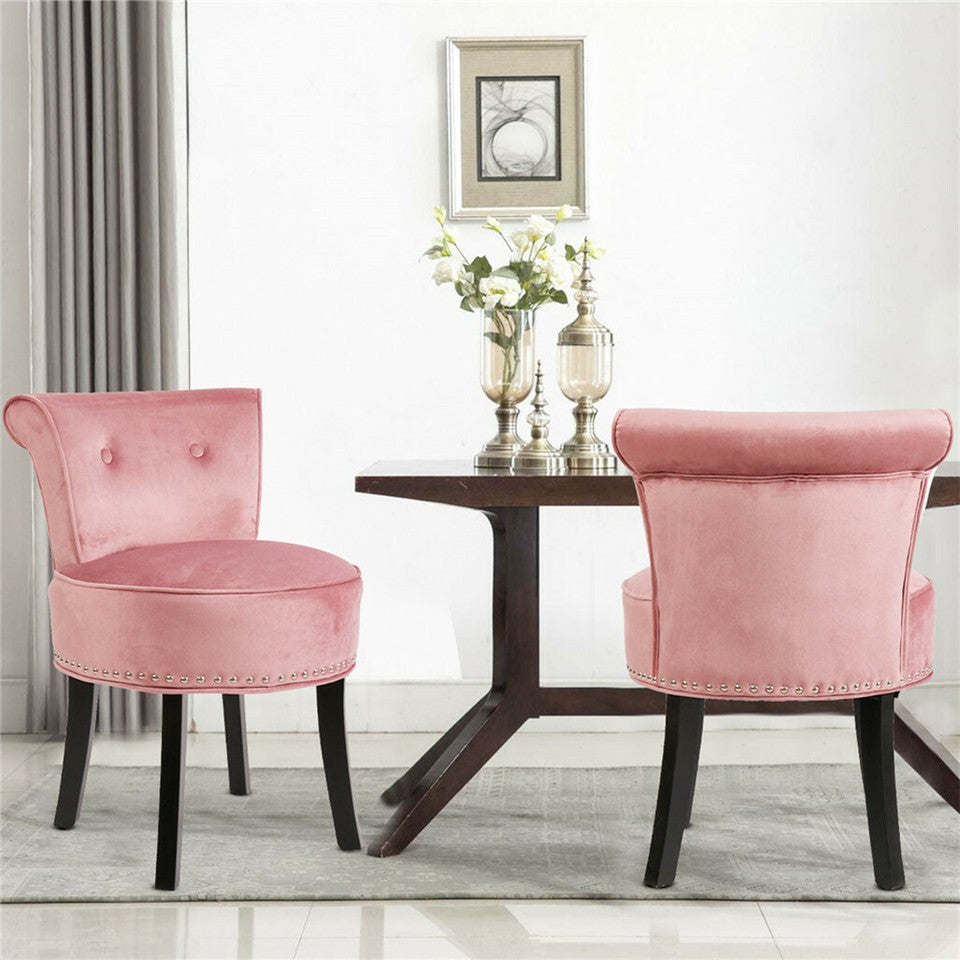 Table & Bar Stools: Round Vanity Stool with Padded Seat and Backrest