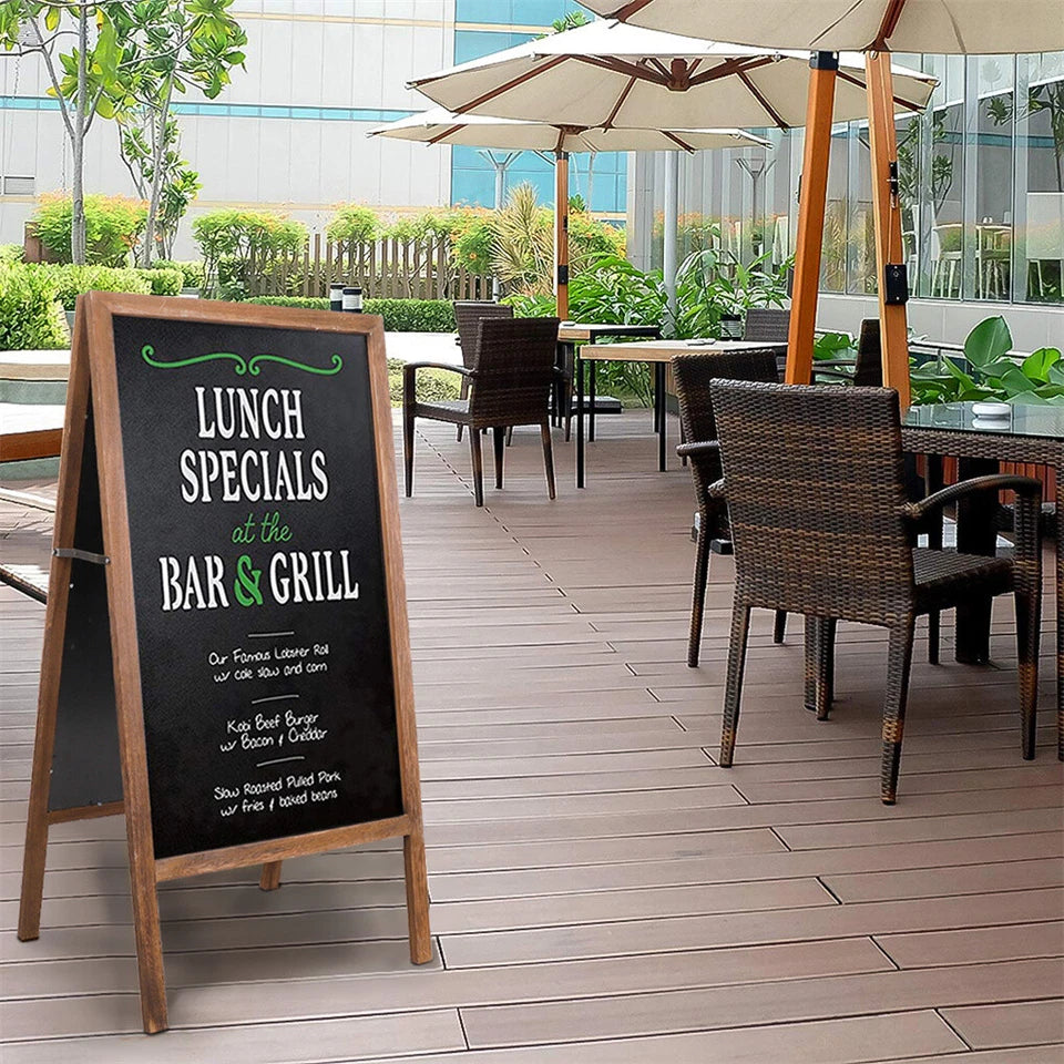 P&P Rustic Wooden Double-Sided Chalkboard Sign for Indoor & Outdoor Use