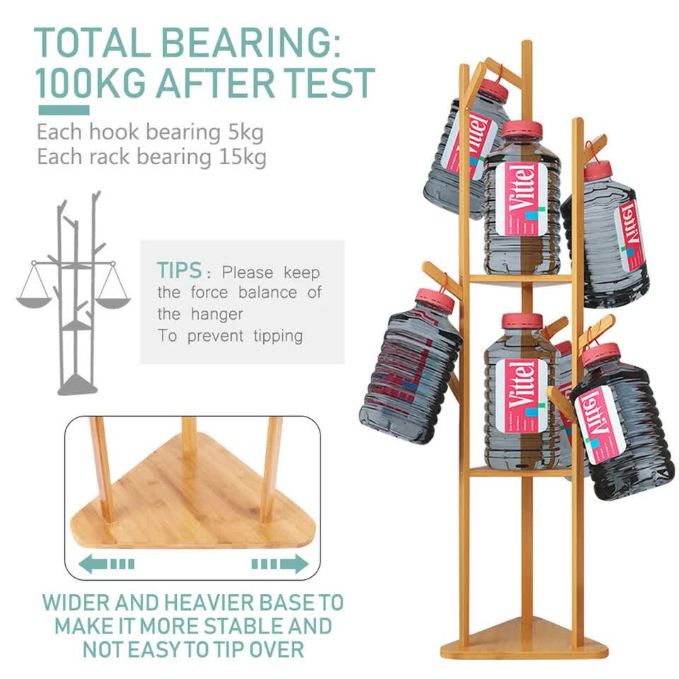 Solid Wood Floor Standing Hat Coat Jacket Hanger Storage Stand