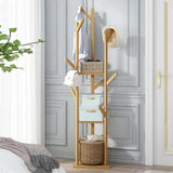 Drying Racks & Hangers: Wooden Coat and Hat Stand with 10 Hooks  Floor Standing Clothes and Umbrella Rack