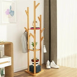 Drying Racks & Hangers: Wooden Coat and Hat Stand with 10 Hooks  Floor Standing Clothes and Umbrella Rack