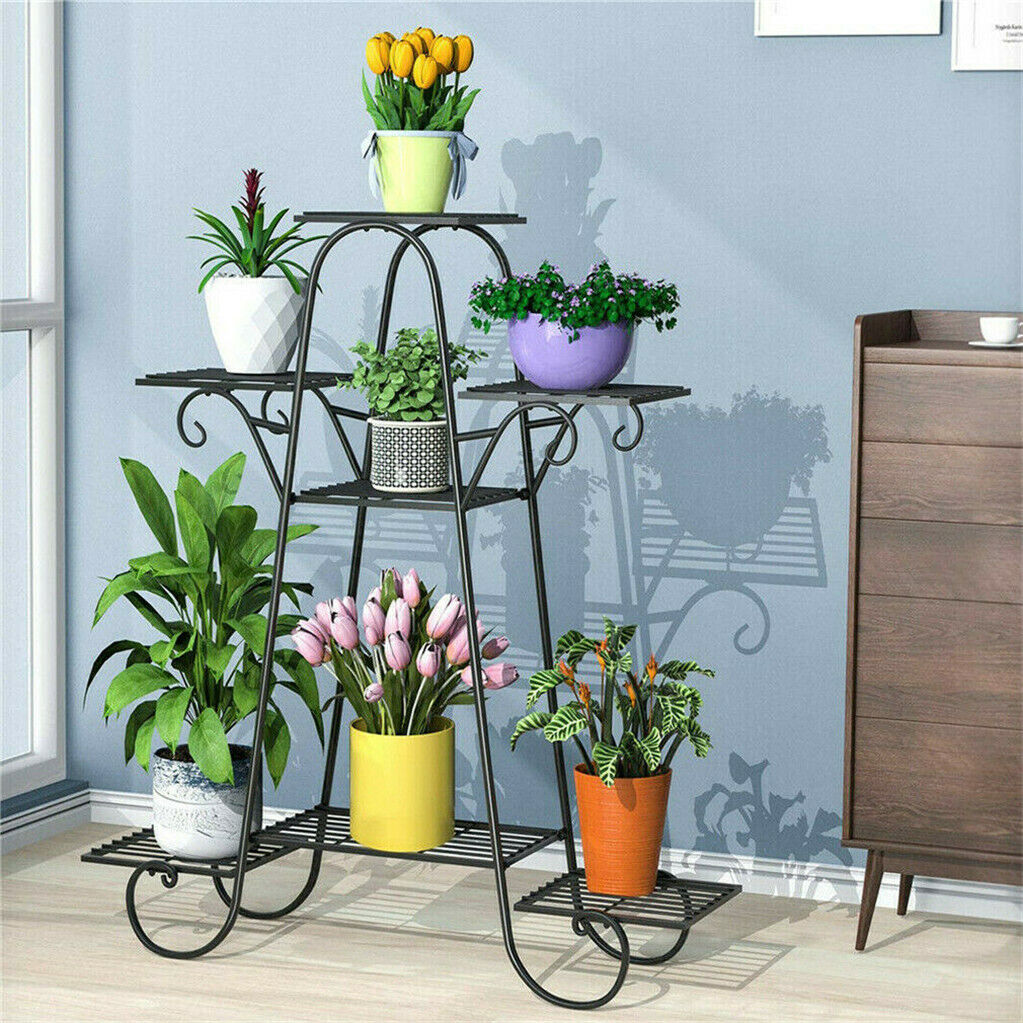Gardening Accessories: Stable 7 Tier Metal Plant Stand Flower Pot Rack Display Holder Shelf Home Garden