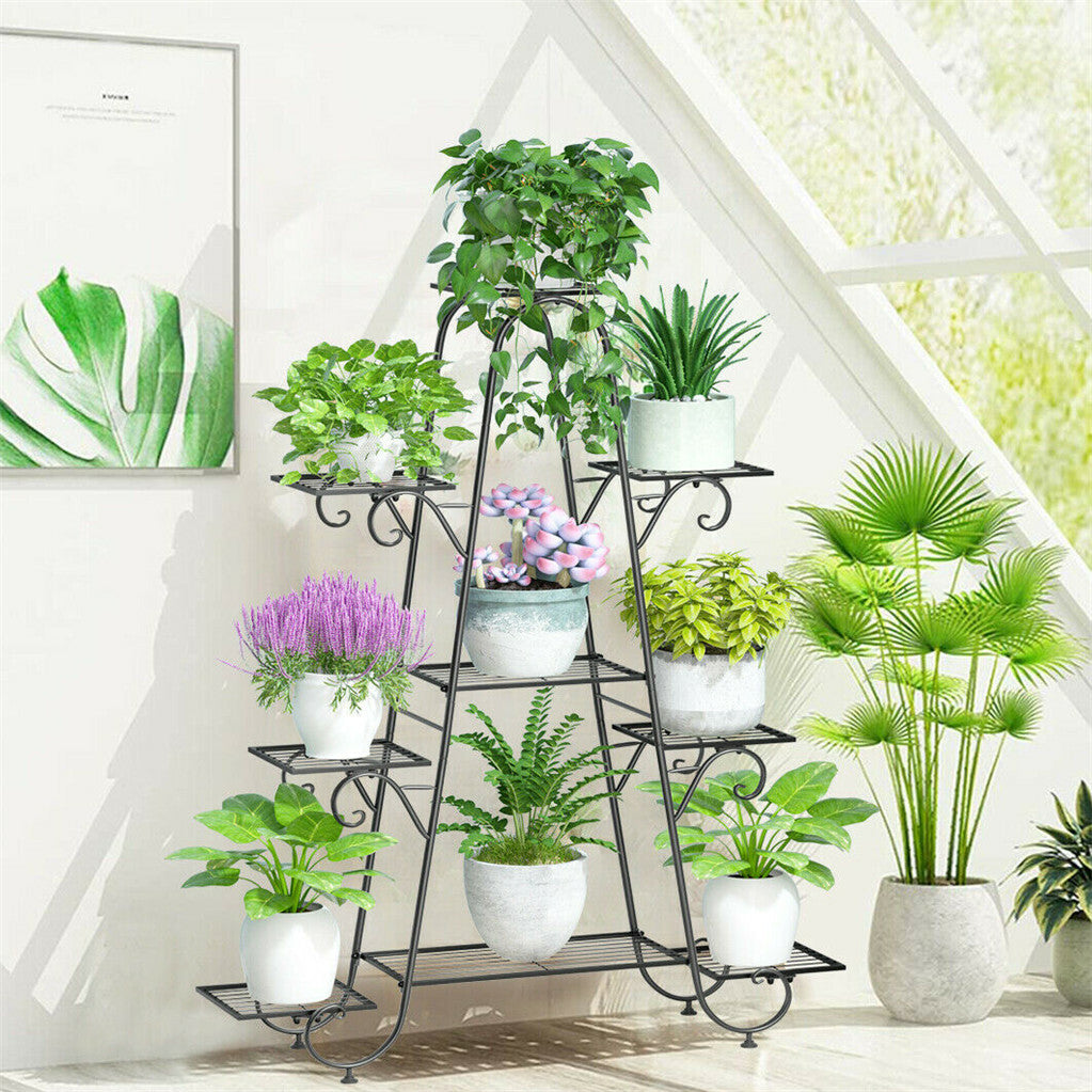 Gardening Accessories: Stable 7 Tier Metal Plant Stand Flower Pot Rack Display Holder Shelf Home Garden