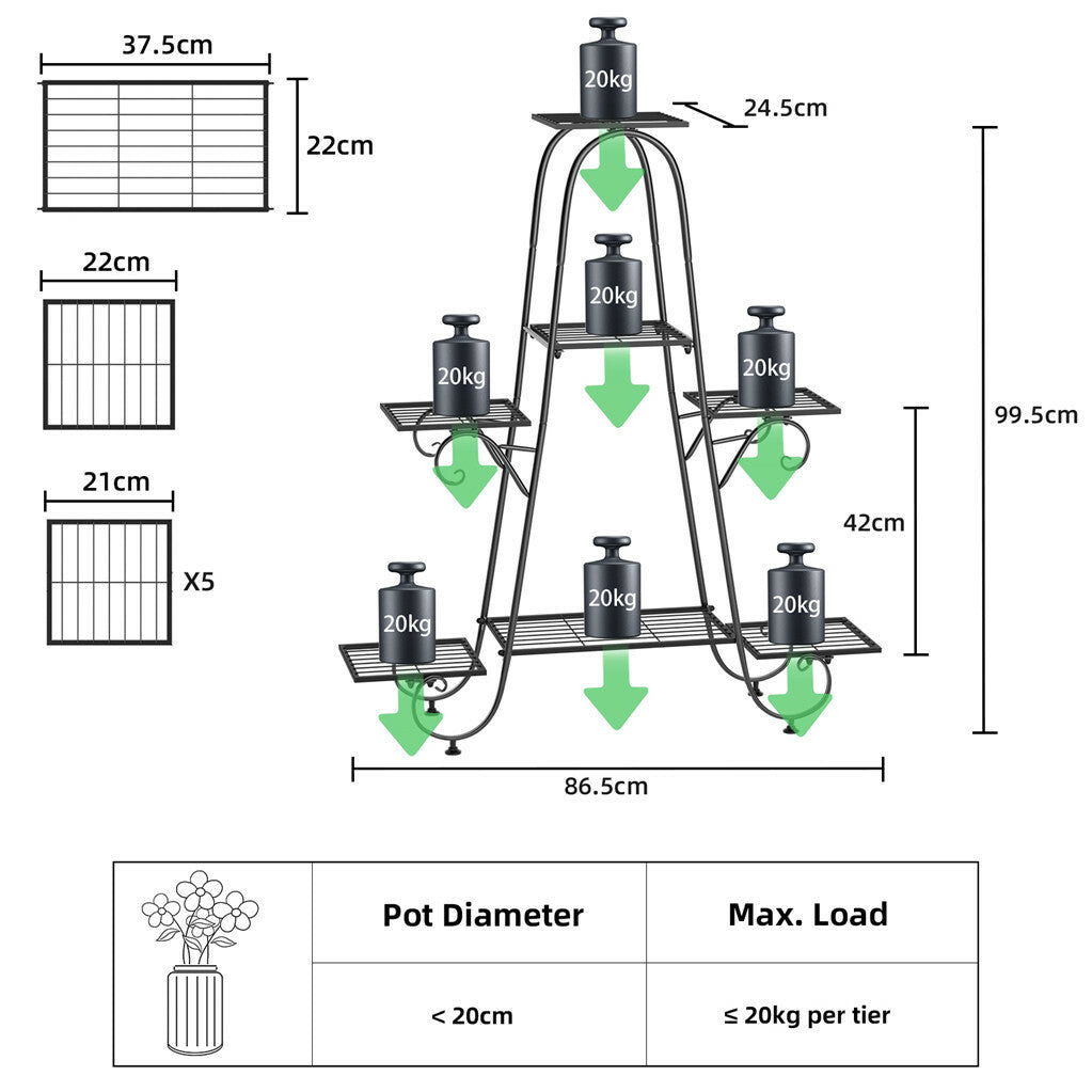 Gardening Accessories: Stable 7 Tier Metal Plant Stand Flower Pot Rack Display Holder Shelf Home Garden