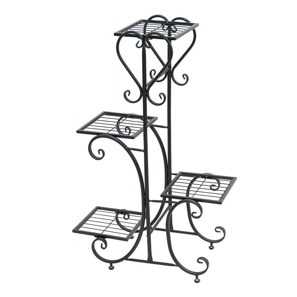 Gardening Accessories: 4-Tier Heavy Duty Plant Potted Stand Flower Planters Display Rack Outdoor Indoor