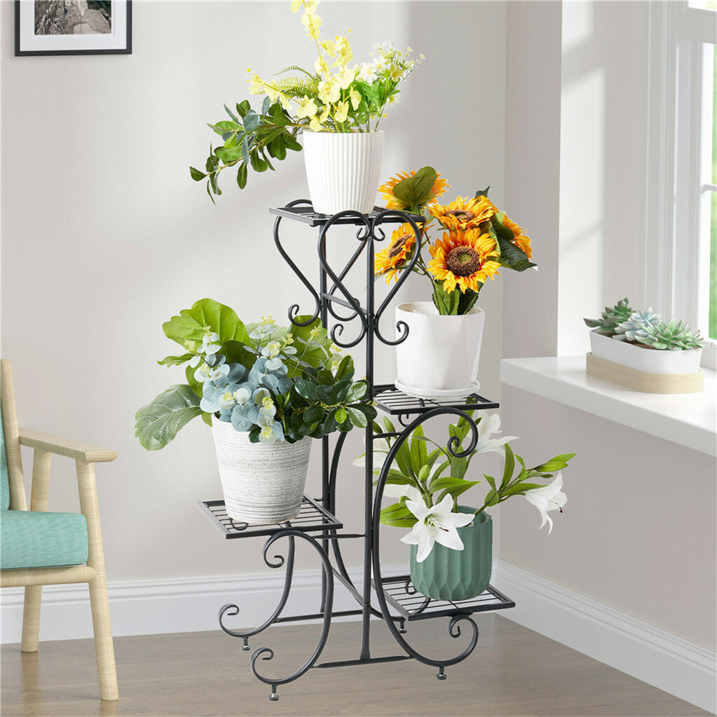 Gardening Accessories: 4-Tier Heavy Duty Plant Potted Stand Flower Planters Display Rack Outdoor Indoor